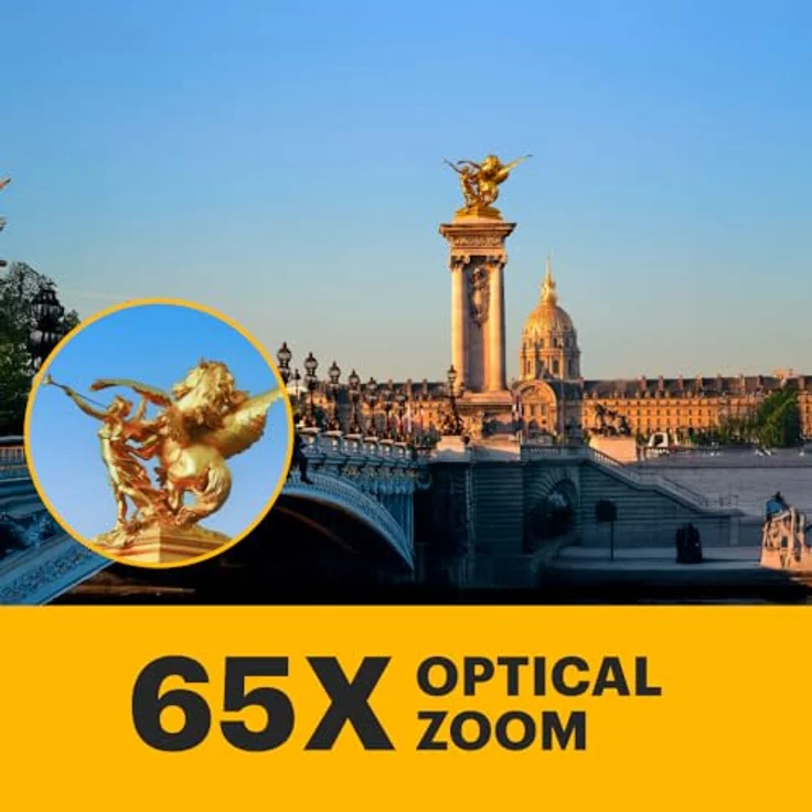 Kodak PIXPRO AZ653, 20MP Bridge-Kamera mit 65X Zoom, 24mm Weitwinkel, Full HD 1080p Video, elektronischem Sucher und Wi-Fi – Schwarz – Bild 3