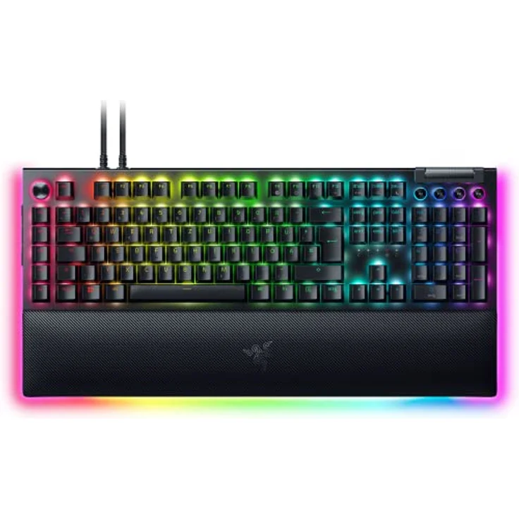 Razer BlackWidow V4 Pro - Mechanische Gaming-Tastatur Chroma RGB (grüne mechanische Switches, Befehlsrad und 8 Makro-Tasten, Multifunktionsrolle) DE Layout | Schwarz – Bild 1
