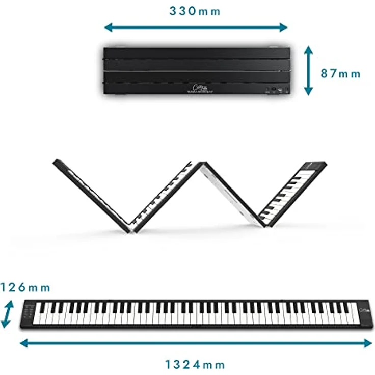 Blackstar BA215011 Handgepäck FP-88 Touch 88 Tasten berührungsempfindlich Schwarz Tragbares Faltbares Digitalpiano durch USB MIDI Controller mit wiederaufladbarem Akku - Preisvergleich – Bild 4