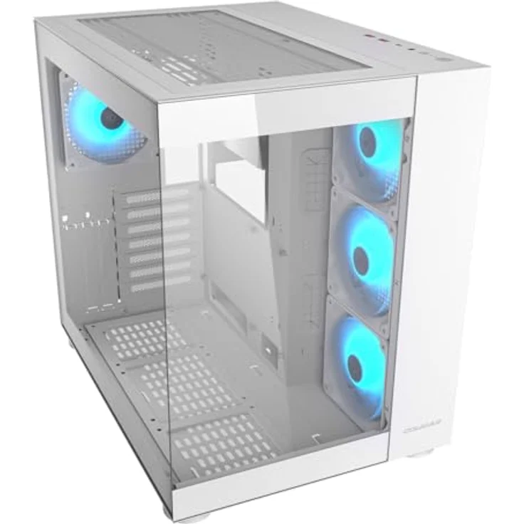COUGAR Gaming FV150RGBWHITE PC-Gehäuse Weiß, Midi Tower mit ARGB-Beleuchtung für Mini-ITX, Micro-ATX, ATX, inkl. 4 vorinstallierten Lüftern und optimiertem Kabelmanagement – Bild 2