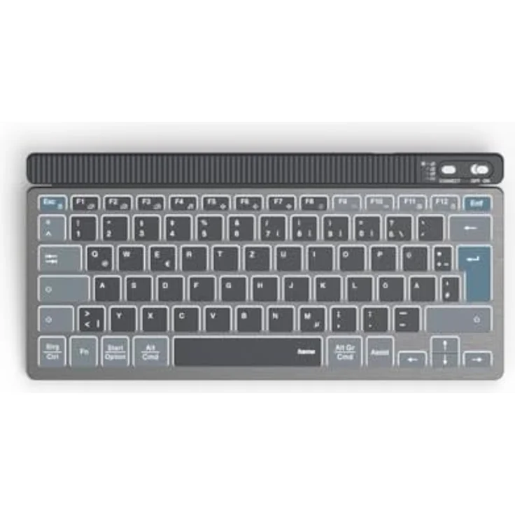 Hama Tastatur kabellos (Multi Device Tastatur mit Funk/Bluetooth, beleuchtet, dimmbar, mit Akku, leise Scissortasten, deutsches QWERTZ-Layout) – Bild 2