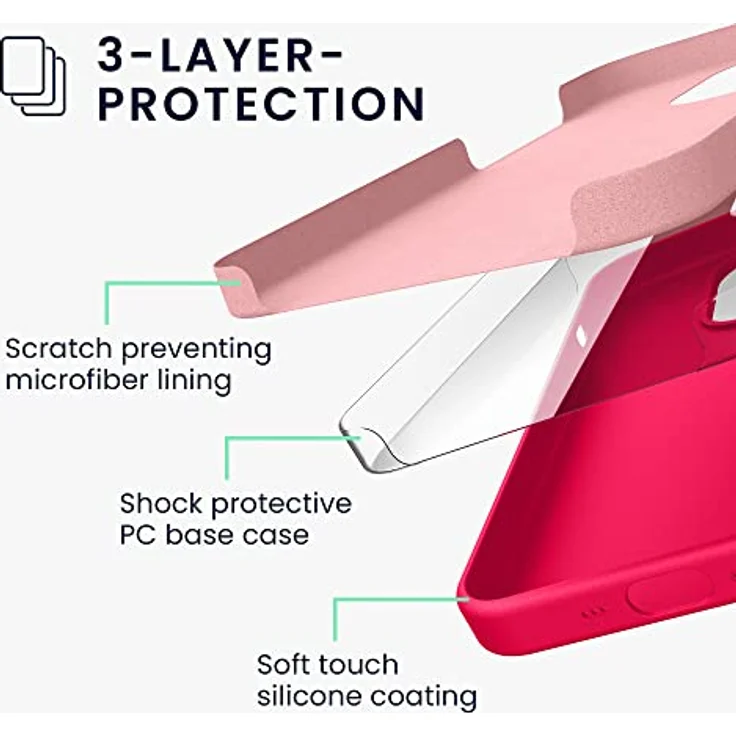 kwmobile Handyhülle für iPhone 14 Pro, Silikon Schutzhülle in Neon Pink, stoßfest und kabelloses Laden unterstützend – Bild 4