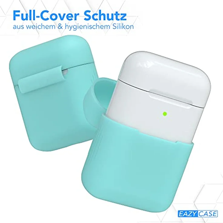 EAZY CASE AirPods Schutzhülle Hellblau Silikon Stoßfest mit Deckel Schutz Antikratz rutschfeste Hülle Türkis – Bild 3