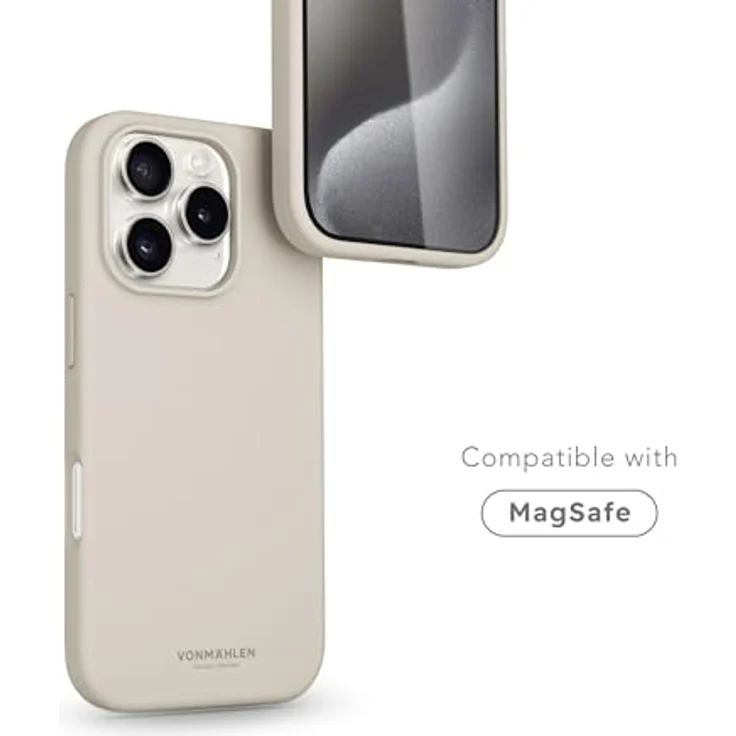 VONMÄHLEN Weiche Silikonhülle, Handyhülle aus recycelten Materialien, kompatibel mit iPhone und Mag-Safe, mit Mikrofaserfutter und Kamera-Displayschutz – Bild 2