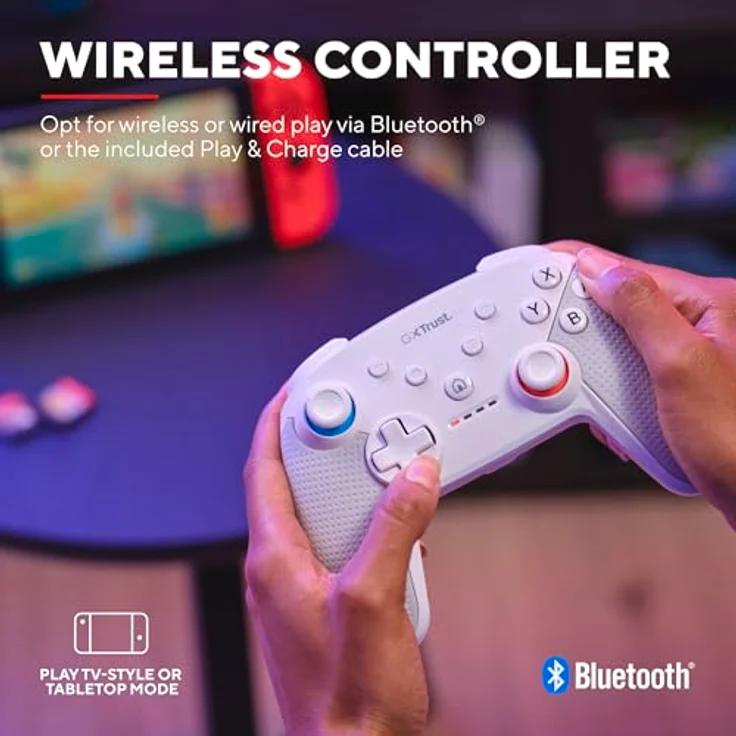 Trust Gaming GXT 1246W Muta Bluetooth Nintendo Switch Controller, Dual-Shock-Vibration, 15h Spielzeit, Weiß – Bild 2