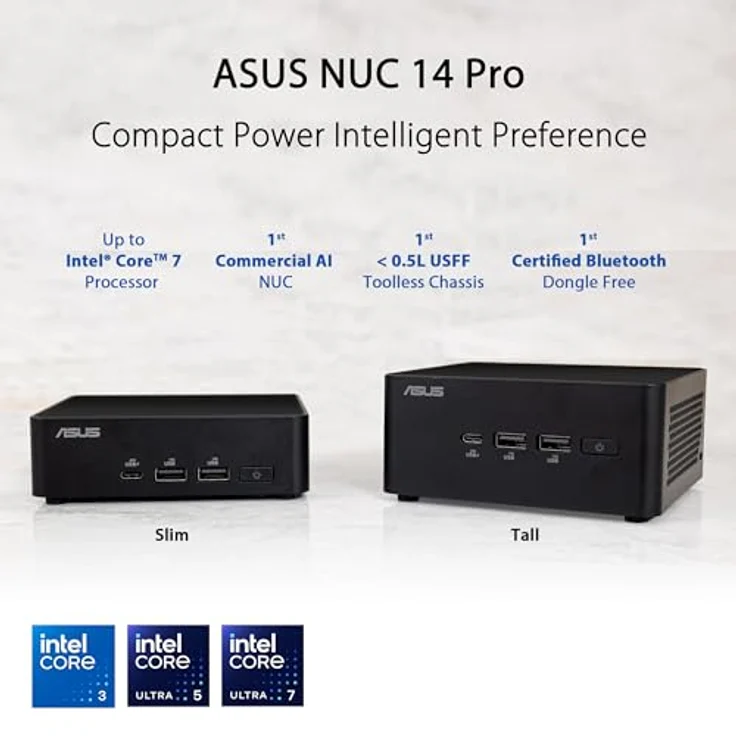 ASUS NUC 14 Pro Kit - Core Ultra 5 125H, kompakter Mini-PC Barebone mit 14 Kernen, aufrüstbarem DDR5 RAM und Intel Arc-Grafik – Bild 2