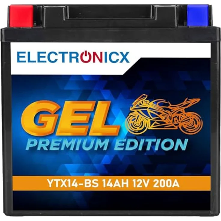 Electronicx Extreme Edition GEL Motorradbatterie 14Ah 12V - wartungsfrei, tiefentladungsfest, auslaufsicher für Motorrad, Roller und Quad – Bild 1