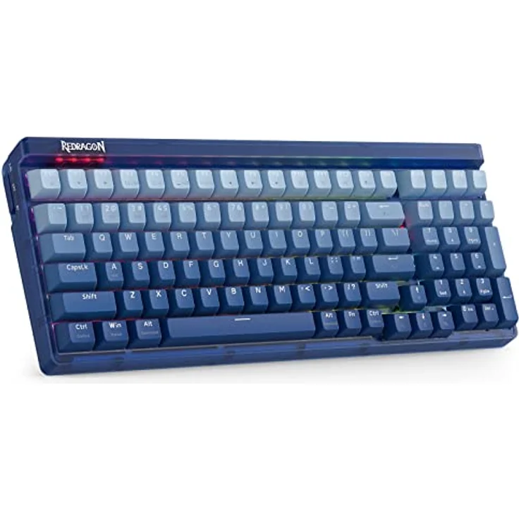 Redragon K656 PRO 3-Mode Kabellose RGB Gaming Tastatur, 100 Tasten Mechanische Tastatur mit transluzentem Board, Hot-Swappable Sockel, schallabsorbierendem Schaumstoff & Custom Tactile Schalter, Hype-Blau – Bild 1