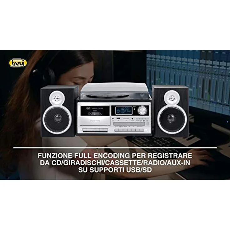 Trevi TT 1072 DAB Vinyl-Plattenspieler, Kabelloser CD- und MP3-Player, 25W, DAB/DAB+ FM Digitalradio, Bassreflex-Lautsprecher, Schwarz – Bild 5