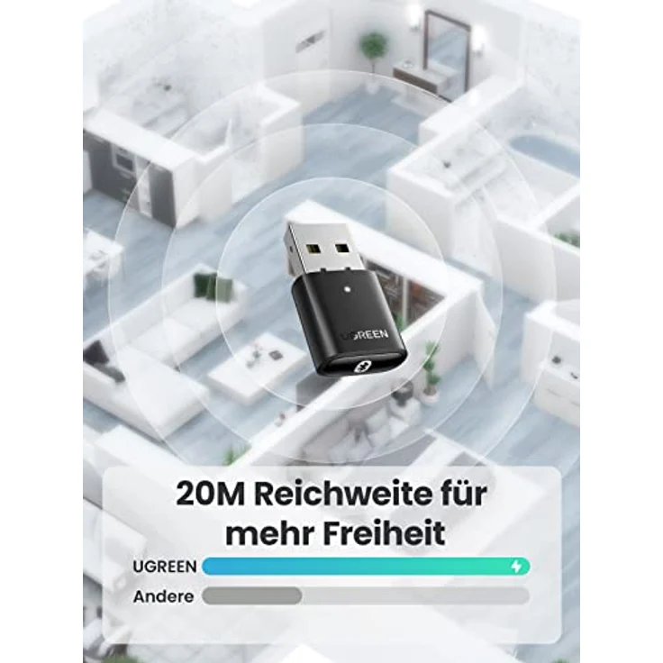 UGREEN Bluetooth Adapter für PC, Bluetooth Stick für Windows 11/10/8.1/7, USB Bluetooth Dongle für Desktop PC, Laptop, Maus, Tastatur, Kopfhörer, Controller (Schwarz) – Bild 3
