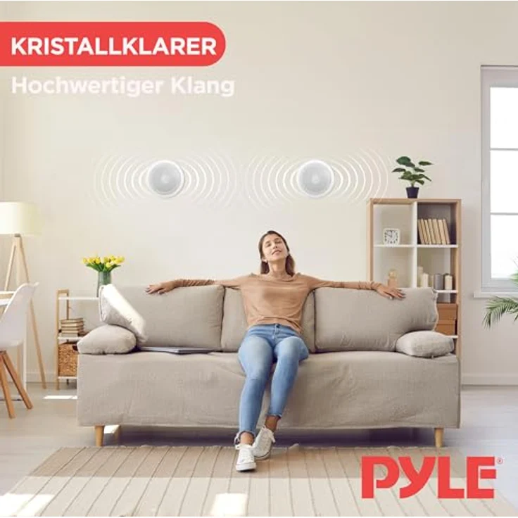 Pyle PDIC60 - Lautsprecher (2.0 Kanäle, Verkabelt, Terminal, 125 W, 65-22000 Hz, Weiß) – Bild 4
