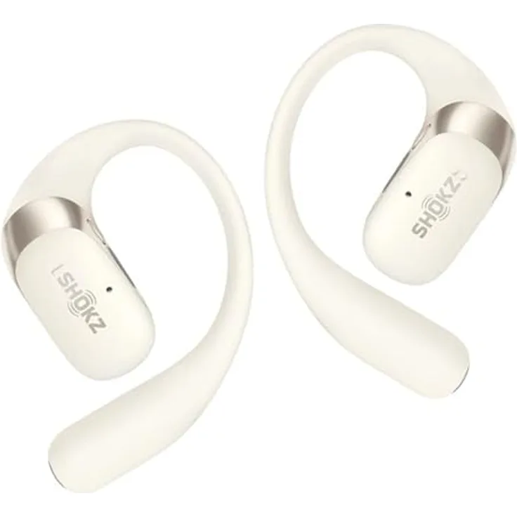SHOKZ OpenFit 2, Kabellose Ohrbügelkopfhörer mit Rauschunterdrückung, IP55 wasserdicht, beige