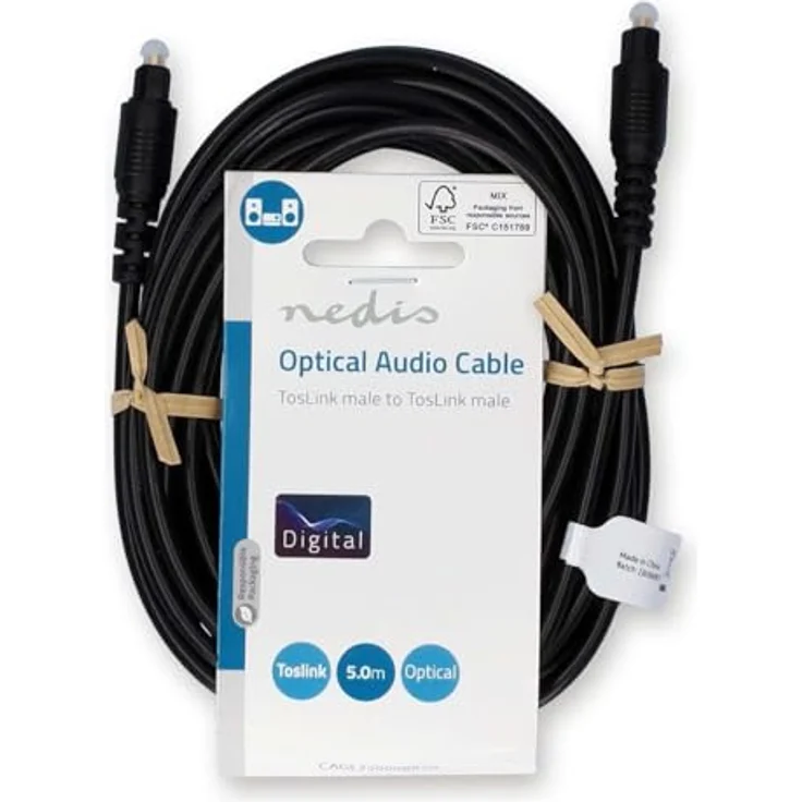 Nedis Optisches Audiokabel, Toslink Stecker auf Toslink Stecker, 5.00 m, rund, PVC, schwarz, ideal für Heimkinosysteme mit High-End-Klangerlebnis – Bild 3