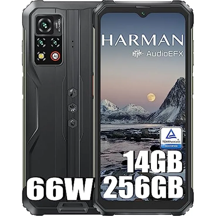 Blackview BV9200 Outdoor Handy Ohne Vertrag, 14GB/256GB/1TB erweiterbar, 2.4K 120Hz Display Android 12 Outdoor Smartphone mit Harman Audio, 66W 5000mAh Akku Octa Core, 50MP+16MP Real Tone Kamera,IP69K