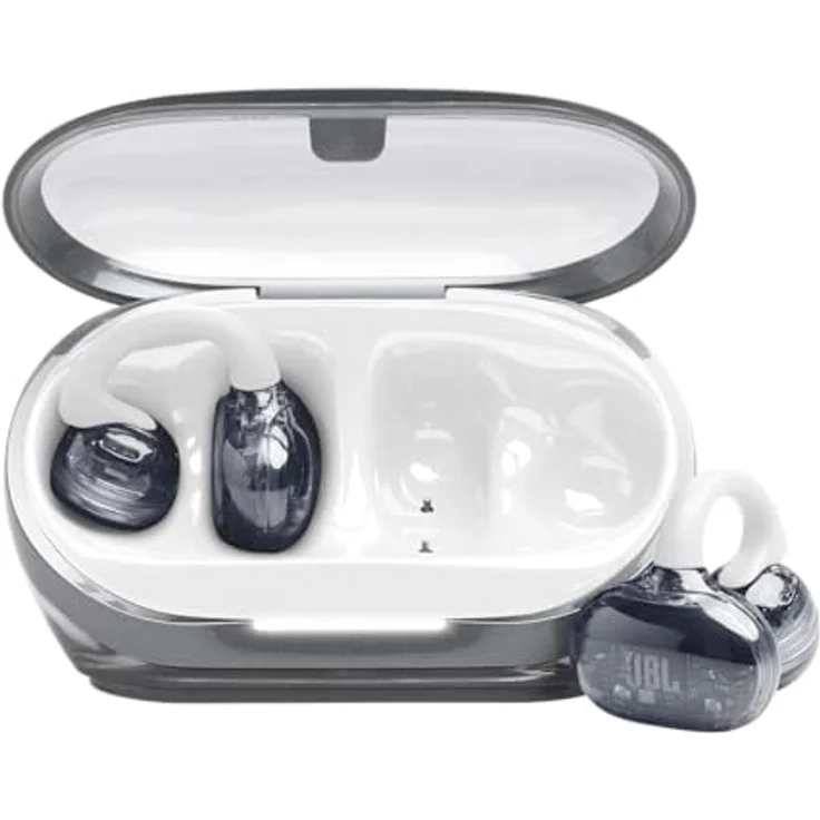 JBL Soundgear Clips, True Wireless Open-Ear-Kopfhörer mit 32 Stunden Spielzeit, 4 Beamforming-Mikrofonen, IP54 wasser- und staubgeschützt, in Ghost White – Bild 1