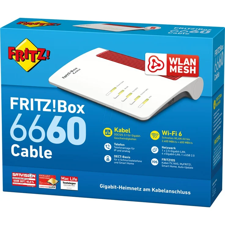 AVM FRITZ!Box 6660 Cable mit Modem WLAN-Router, Wi-Fi 6, 2.5-Gigabit-LAN – Bild 1