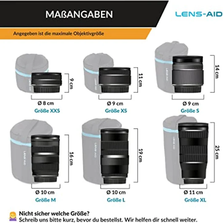 LENS-AID Objektivtasche dick gepolstert: Objektiv-Schutzhülle mit Reißverschluss und Gürtelschnalle – Bild 4