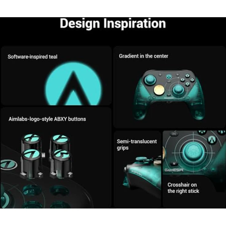 GameSir G7 Pro 8K Esports-Controller, kabellos mit 8000Hz Polling, Mag-Res TMR Gen-2 Sticks, 4 programmierbaren Makro-Tasten und Bewegungssensor, Cyan - Aimlabs Edition, 1 Monat Aimlabs+ kostenlos – Bild 4