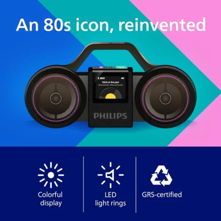 Philips TAMS60 - The Roller Boombox - Bluetooth-Lautsprecher mit 120 W, IP67 Wasserfest, 24 Stunden Akku, Schwarz – Bild 3