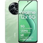 Realme 12x 5G Smartphone 6+128 GB, 50MP AI Camera, TÜV SÜD 48-Month Fluency Protection, 120Hz Eye Comfort Display, 360° NFC, 5000mAh Battery, Feather Green