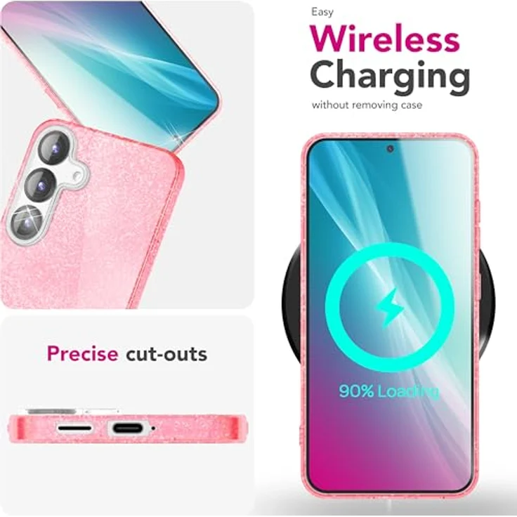 Nalia ShinePop Smartphone-Hülle für Samsung Galaxy S25, glänzende Glitzer Hülle mit 3-in-1-Schutz und Wireless Charging kompatibel – Bild 5