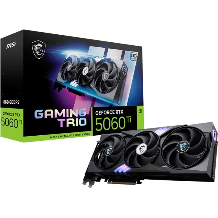 MSI GeForce RTX 5060 Ti 8G GAMING TRIO OC, 8GB GDDR7 Grafikkarte mit HDMI und 3xDP, max. Auflösung 7680x4320 – Bild 1