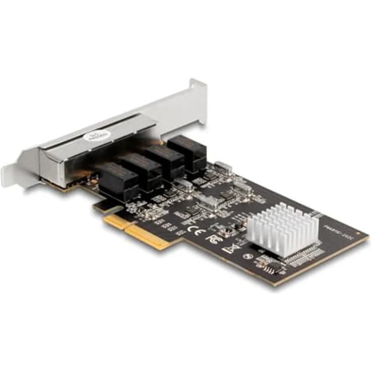 Delock Netzwerkkarte 4x RJ45 1Gbps, PCI-Express x4 (PCI-E x4), Silber – Bild 2