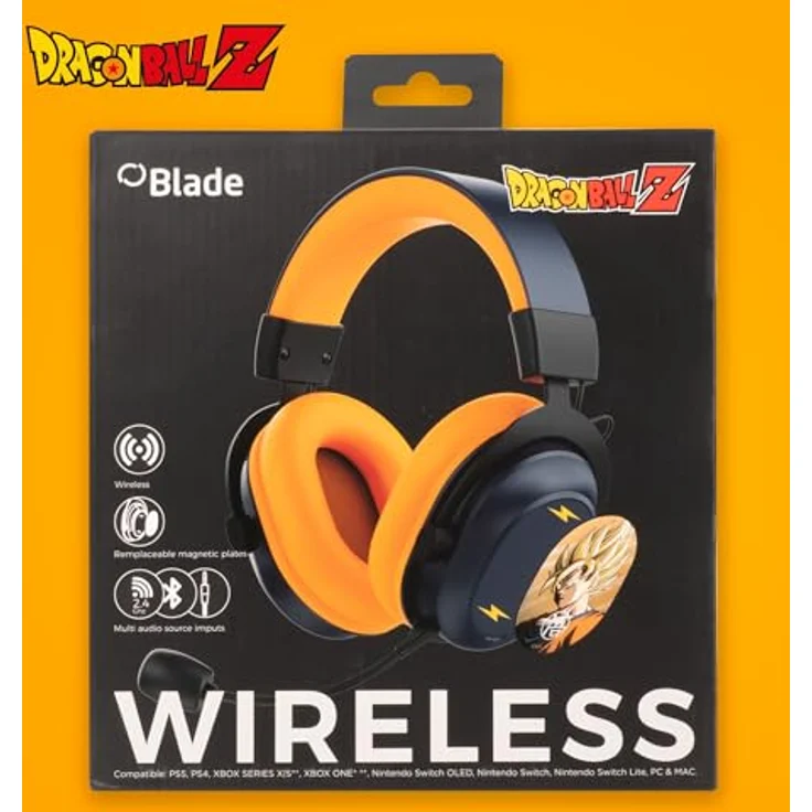 BLADE 496601 Dragon Ball Z Trimode Wireless – Saiyajin Edition, Over-ear Gaming-Headset mit 2,4 GHz Wireless, Bluetooth und LED-Beleuchtung, mehrfarbig – Bild 6