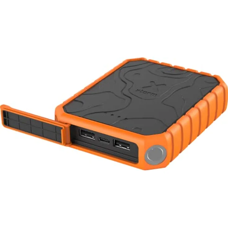 Xtorm XR201 Power Bank Rugged 10.000, USB-C-Power-Delivery, 2X USB-Anschlüsse, Quick Charge 3.0, Wasserdicht IP65 inkl. Taschenlampe, Schwarz/Orange
