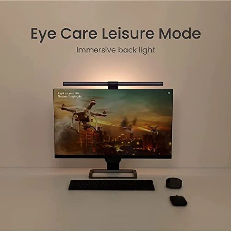 BenQ ScreenBar Halo Monitor Lampe Schreibtischlampe mit Auto-Dimmen und Farbton-Anpassungsfunktionen | Kein Bildschirm Blendung | Intelligente kabellose Steuerung, USB Aufladen Büro Lampe, Grau – Bild 5