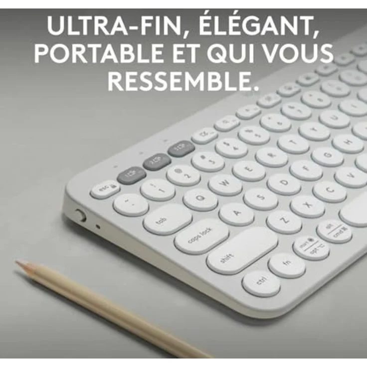 LOGITECH Pebble Keys 2 K380s, AZERTY Tastatur in Tonal White, kabellos über Bluetooth – Bild 2