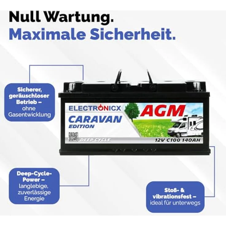 Electronicx AGM-Batterie Caravan Edition V2, 140 Ah 12 V für Wohnmobile und Boote, wartungsfrei und langlebig – Bild 4