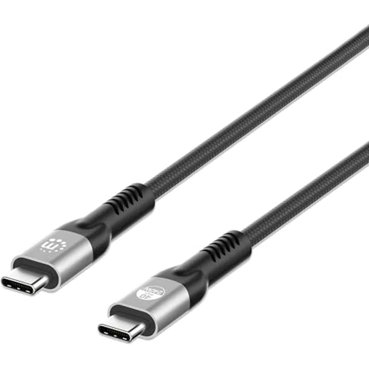 MANHATTAN USB4 USB-C Ladekabel 240W, 40Gbit/s, 8K Unterstützung, 2m, schwarz