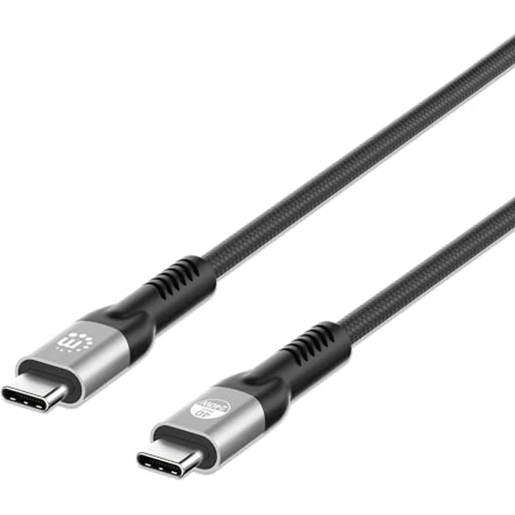 MANHATTAN USB4 USB-C Ladekabel 240W, 40Gbit/s, 8K Unterstützung, 2m, schwarz – Bild 1