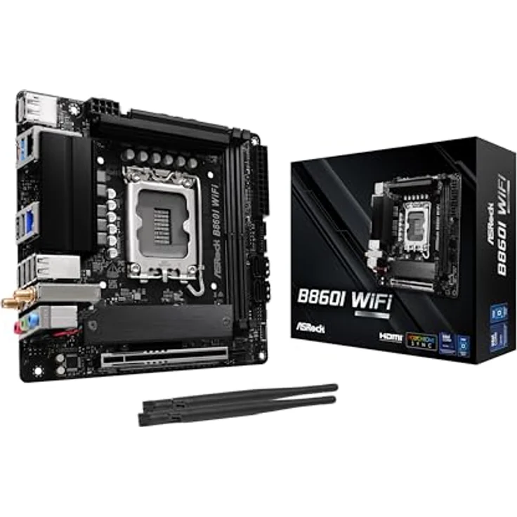 ASRock Intel 1851 B860I WiFi Mainboard, Unterstützt bis zu 8933+ (OC), Graphikausgabe: HDMI/DisplayPort, BLAZING M.2 (PCIE GEN5 x4) – Bild 1