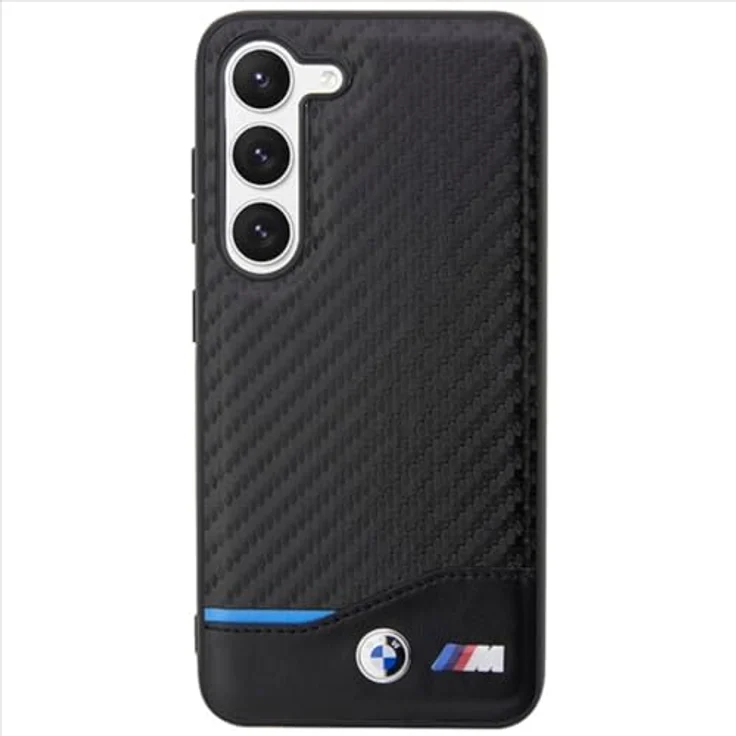 BMW Handyhülle Case Samsung Galaxy S23 Plus, Tricolor Leder mit Metall- und M-Logo, 6,6 Zoll, Schwarz, stoßfest und passgenau – Bild 3