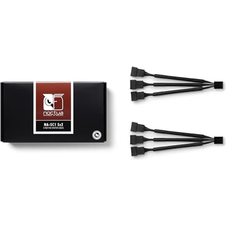 Noctua NA-SC1 Sx2, 3-Wege-Lüfterverteilerkabel, 4-Pin PWM (Doppelpackung, 13cm, Schwarz) - Zweierpackung mit hochwertigem Lüfterverteilerkabel für präzise Drehzahlsteuerung und vielseitige Anschlussmöglichkeiten