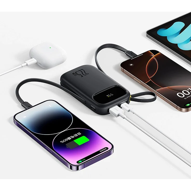 Baseus EnerFill FC31 Powerbank 20000mAh, 22.5W USB-C & Lightning Schnellladegerät, Schwarz, mit digitaler Anzeige und intelligentem NTX Kühlsystem