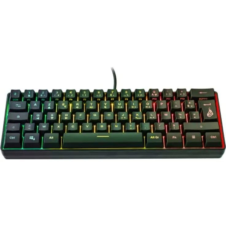 SureFire Kingpin X1 60% Gaming Tastatur French, Gaming Multimedia Keyboard klein & mobil, RGB-Tastatur mit Beleuchtung, 25 Anti-Ghosting-Tasten, französisches Layout AZERTY