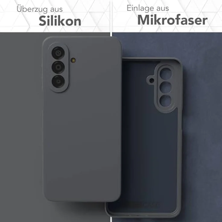 EAZY CASE Silikonhülle für Galaxy A17, grau, stoßfest, mit Kameraschutz und kabellos Ladefunktion, dünn, anthrazit matt – Bild 3
