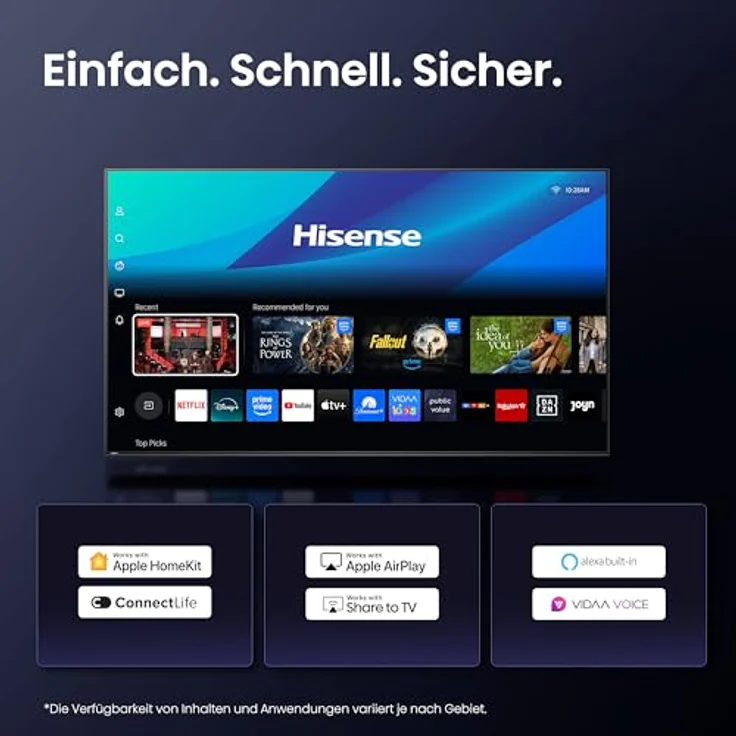 Hisense 43E7Q, 43 Zoll 4K UHD QLED Smart TV mit Dolby Vision und Dolby Atmos, Schwarz – Bild 11