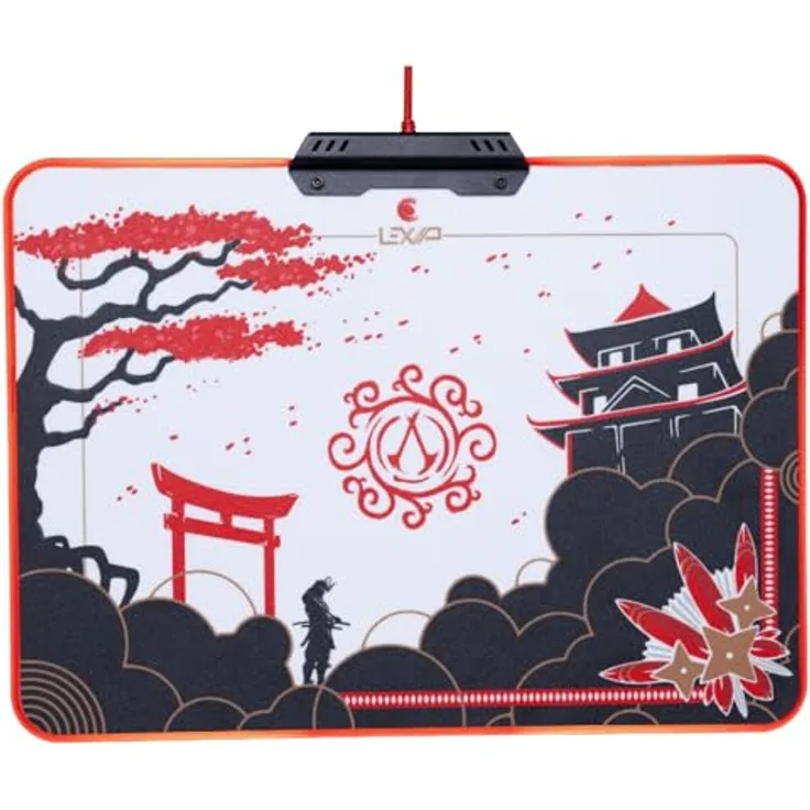 Lexip X UBISOFT Assassins Creed Shadows Mouse Pad, Mausmatte, strapazierfähig, Schwarz, Rot, Gold