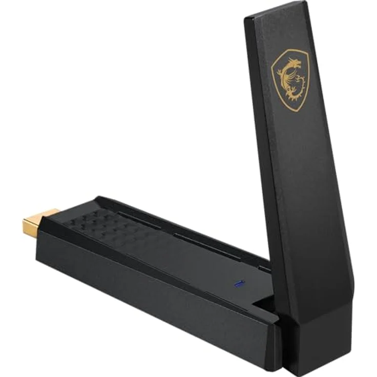 MSI AXE5400 WiFi 6E Tri-Band USB Adapter - Bis zu 5400 Mbps (6GHz, 5GHz, 2.4GHz Wireless), MU-MIMO, einstellbare Antenne, Beamforming, WPA3 - inkl. Standfuß, Schwarz – Bild 4