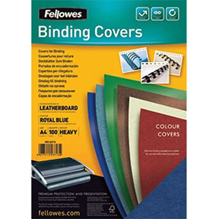 FELLOWES Präsentationsdeckblatt Delta A4, 250 g/m², Lederstruktur, 100 Stück, Royalblau