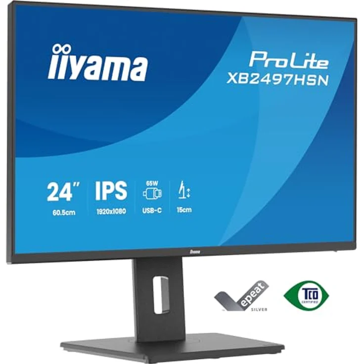 iiyama Prolite XB2497HSN-B1 23,8" IPS LED-Monitor Full-HD 100Hz mit USB-C Dock, HDMI, DP, RJ45, Höhenverstellung, Pivot, schwarz – Bild 5