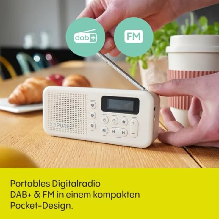 Pure Elan Move Tragbares Digitalradio DAB+ & FM mit Bluetooth 5.3, 16 Std. Akku, Kopfhöreranschluss & LCD-Display – Sand – Bild 2