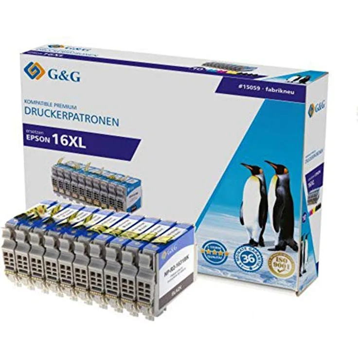 G&G Printing Tinte ersetzt Epson 16XL, T1631, T1632, T1633, T1634, T1636 Kompatibel 10er-Pack schwarz, cyan, magenta, gelb 15059