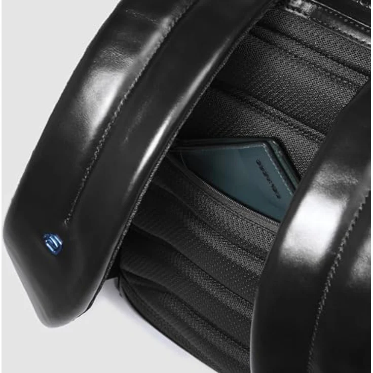 Piquadro Blue Square Rucksack aus Leder, 39 cm mit Laptopfach, schwarz – Bild 5
