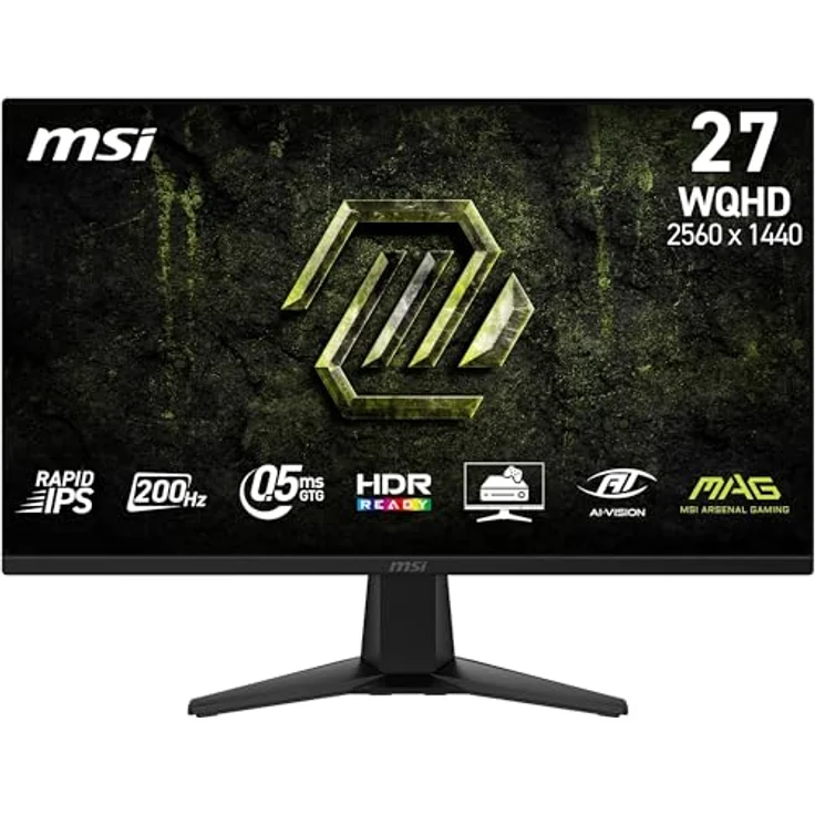 MSI MAG 275QFA E20 – 27″ WQHD Rapid IPS Monitor mit 200 Hz, 0,5 ms, HDR, G-SYNC, AMD FreeSync Premium, AI Vision, Eye Care, Schwarz – Bild 1