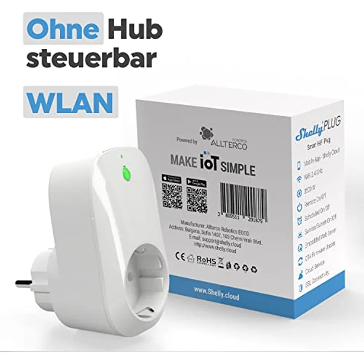Shelly Plug Smart Home Stecker 110-230V, Digitales Steuern & Messen von Elektronischen Geräten per App & WLAN, Wifi Steckdose Kompatibel mit Alexa & Google Home, Messgerät mit Timer – Bild 2